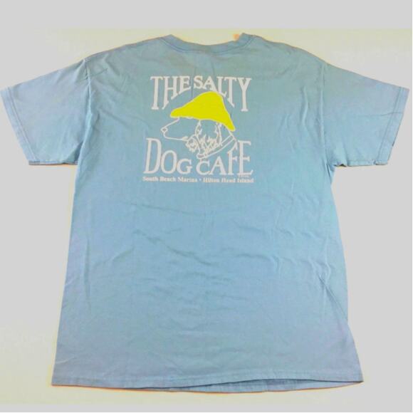Salty Dog Cafe T-Shirt Blue Yellow Hat Logo Size Large - Picture 3 of 4